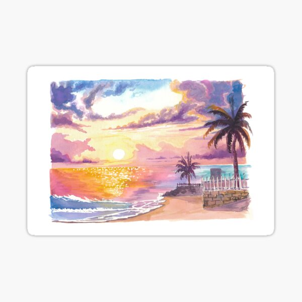 Item preview, Chill Sunset Over Barbados West Indies Beach Scene designed and sold by artshop77.