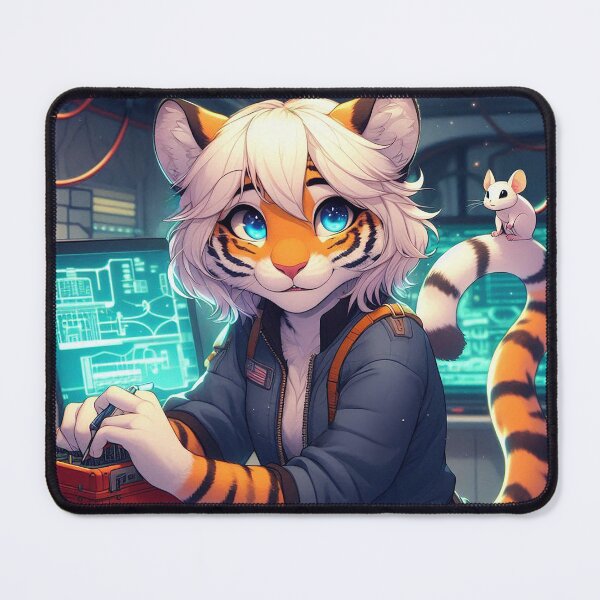 Item preview, Tiger Electrical Repair Tech and Her Little Friend designed and sold by nikkolaus.