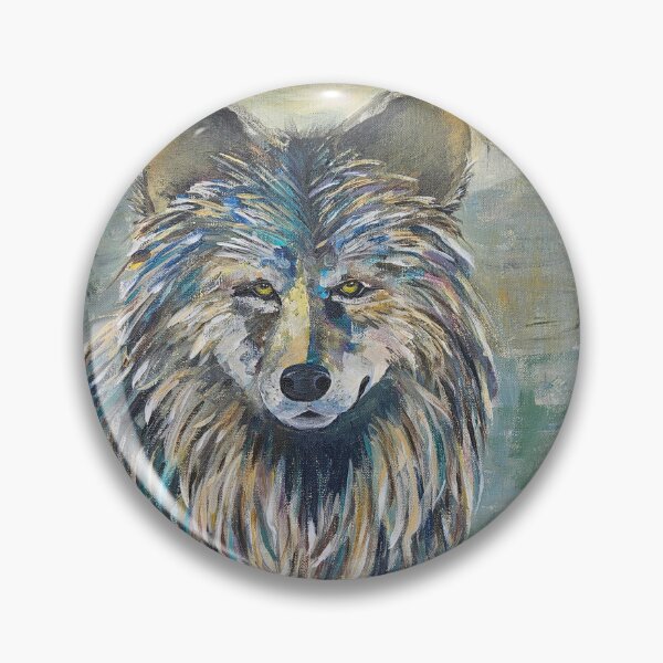 Item preview, Abstract Wolf - Turquoise, grey, amber hues designed and sold by JoyfulNiftyArt.