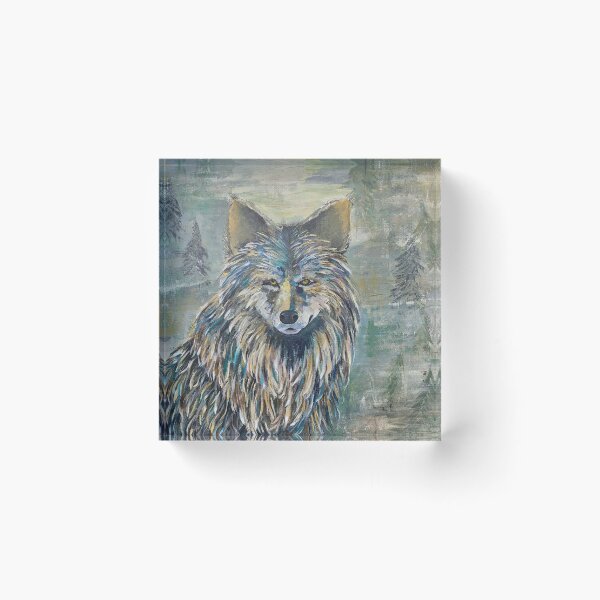 Item preview, Abstract Wolf - Turquoise, grey, amber hues designed and sold by JoyfulNiftyArt.