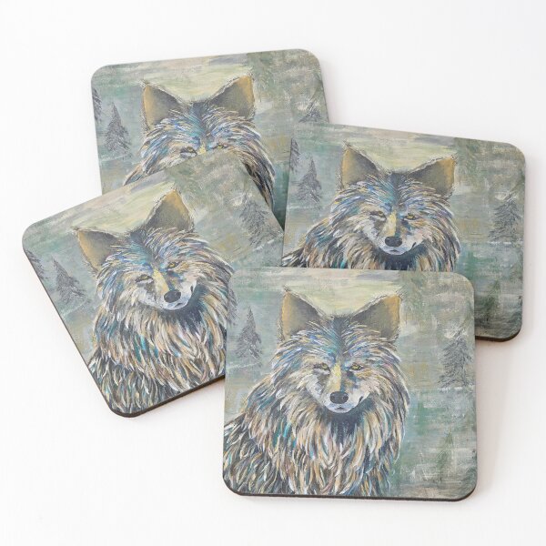 Item preview, Abstract Wolf - Turquoise, grey, amber hues designed and sold by JoyfulNiftyArt.