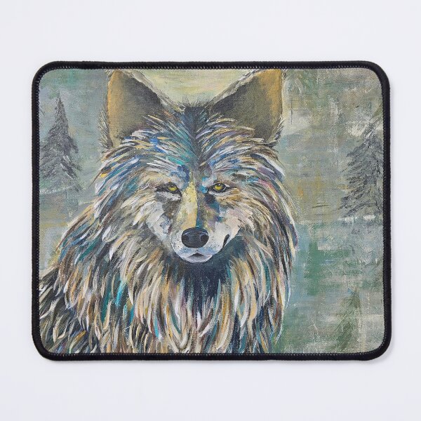 Item preview, Abstract Wolf - Turquoise, grey, amber hues designed and sold by JoyfulNiftyArt.