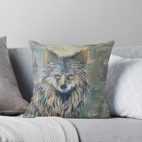 Item preview, Abstract Wolf - Turquoise, grey, amber hues designed and sold by JoyfulNiftyArt.