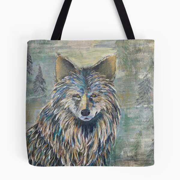 Item preview, Abstract Wolf - Turquoise, grey, amber hues designed and sold by JoyfulNiftyArt.