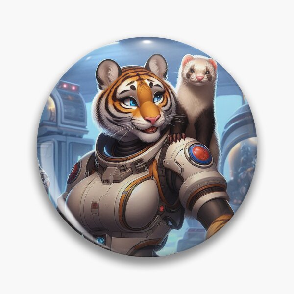 Item preview, Cybernetic Tiger Female and Her Ferret Friend designed and sold by nikkolaus.