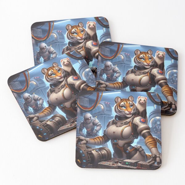 Item preview, Cybernetic Tiger Female and Her Ferret Friend designed and sold by nikkolaus.