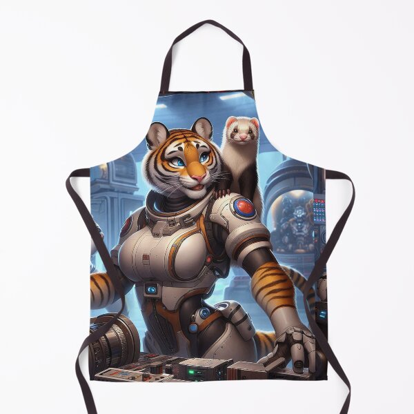 Item preview, Cybernetic Tiger Female and Her Ferret Friend designed and sold by nikkolaus.