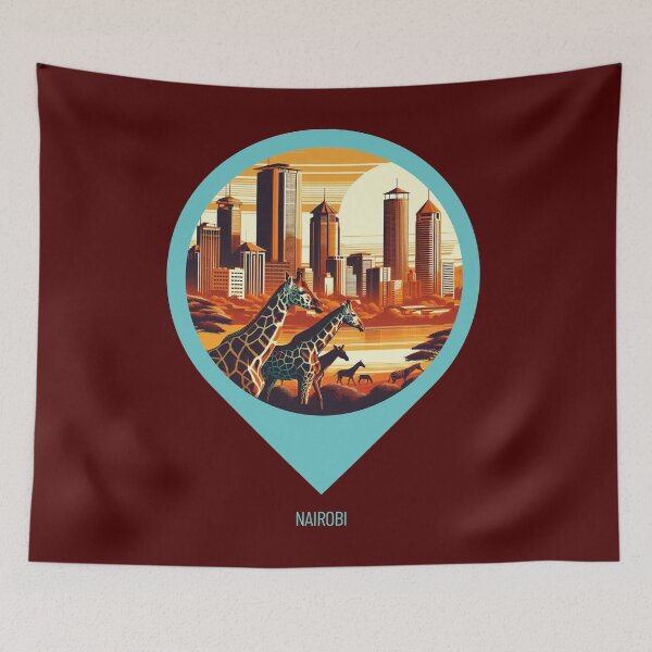 Item preview, Nairobi 80s Comic Style Art - Retro Cityscape Design for City Lovers and Tourists - Perfect for Clothing & Accessories designed and sold by knalpot-design.