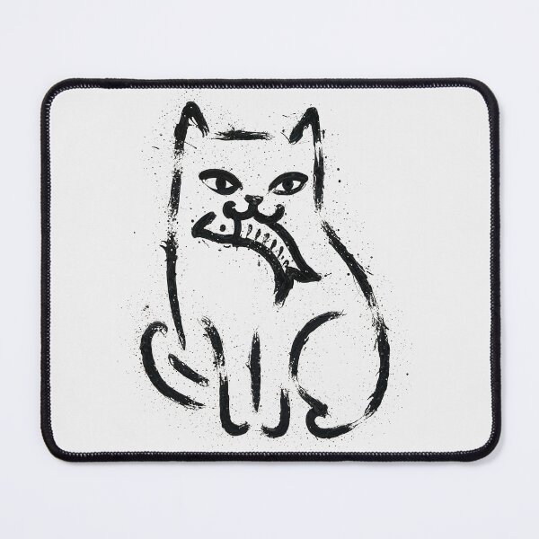 Item preview, Grunge Fish Cat – Abstract Feline Eating Fish Ink Style Design designed and sold by Victor Shadehorn.