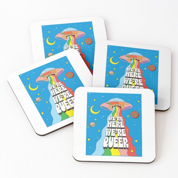 Item preview, Pride Month We're Here We're Queer UFO LGBTQIA colorful rainbow design designed and sold by Jdawnink.