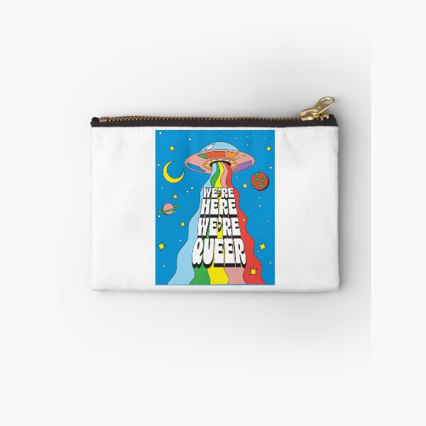 Item preview, Pride Month We're Here We're Queer UFO LGBTQIA colorful rainbow design designed and sold by Jdawnink.