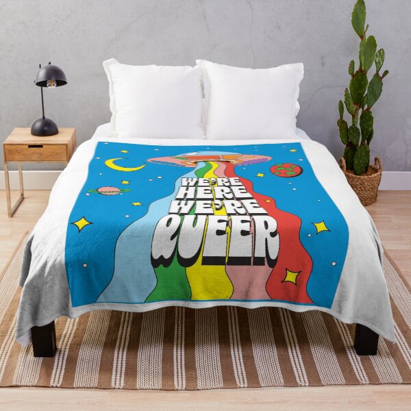 Item preview, Pride Month We're Here We're Queer UFO LGBTQIA colorful rainbow design designed and sold by Jdawnink.