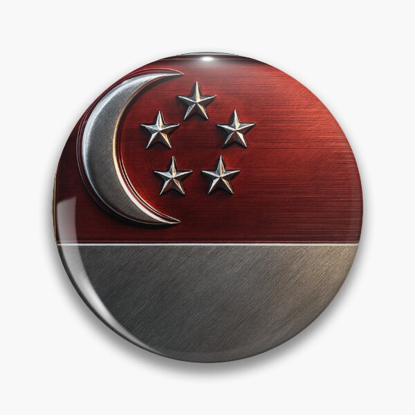 Item preview, Bandera de Singapur metálica 3D: diseño de emblema reflectante designed and sold by PrometheusStyle.