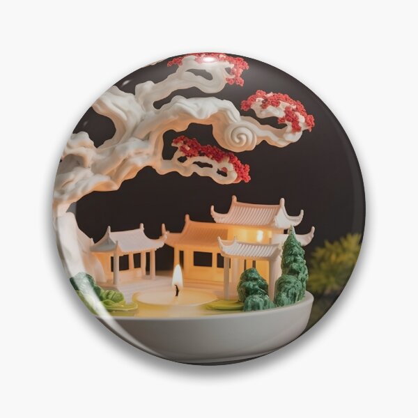 Item preview, Intricately designed candle holder resembling a miniature classical Chinese garden designed and sold by mystiquelicorne.