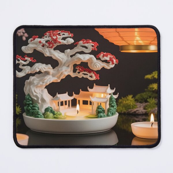 Item preview, Intricately designed candle holder resembling a miniature classical Chinese garden designed and sold by mystiquelicorne.