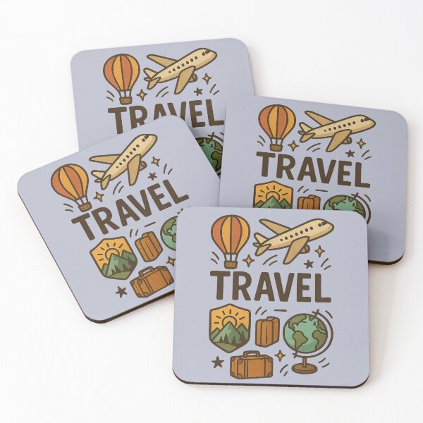 Item preview, Retro Style Travel Adventure Icons – Globe, Luggage, Hot Air Balloon designed and sold by Rushurban.