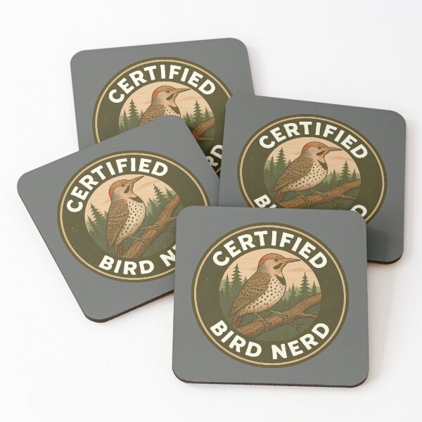 Item preview, Certified Bird Nerd – Northern Flicker Vintage Forest Badge designed and sold by Brainy Bird's Place.
