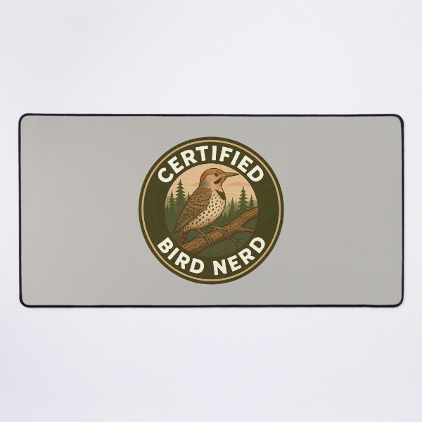 Item preview, Certified Bird Nerd – Northern Flicker Vintage Forest Badge designed and sold by Brainy Bird's Place.