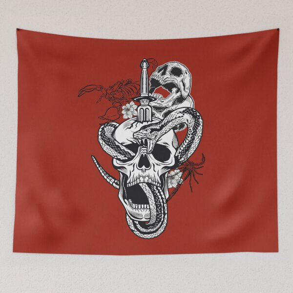 Item preview, tattoo style skull and snake with scorpions designed and sold by SKULLARTISTRY.