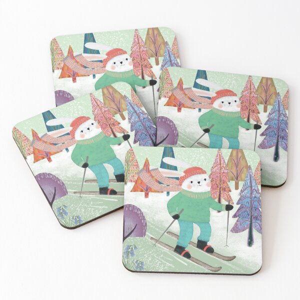 Item preview, Bunny skiing down a snowy hill designed and sold by phatlizzardart.