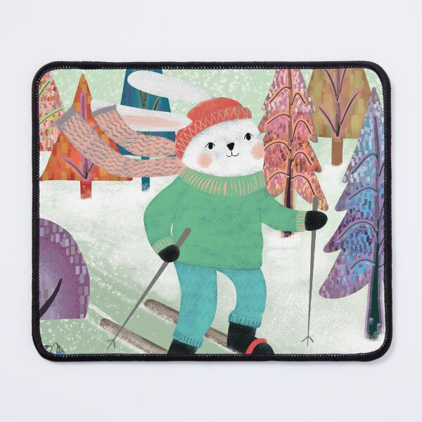 Item preview, Bunny skiing down a snowy hill designed and sold by phatlizzardart.