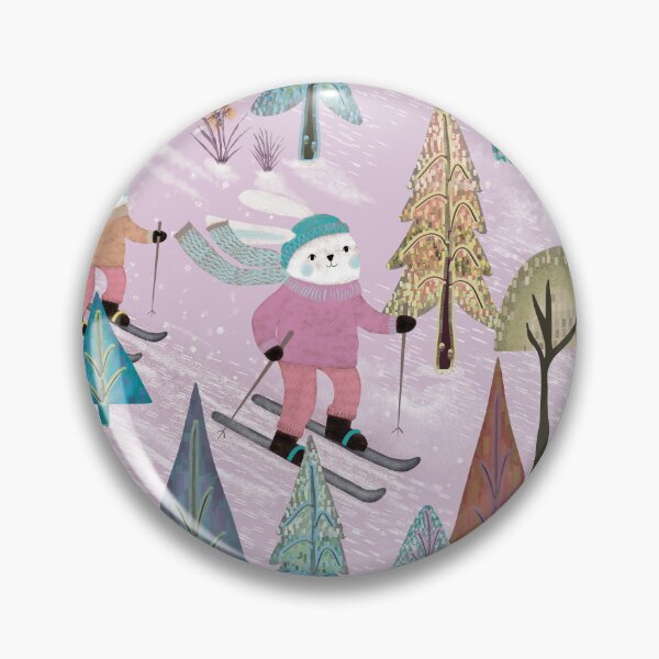 Item preview, Two bunnies skiing down a snowy hill designed and sold by phatlizzardart.