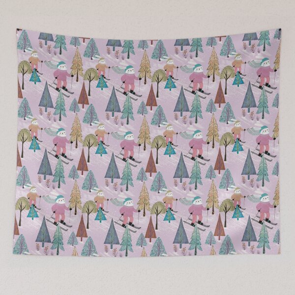 Item preview, Two bunnies skiing down a snowy hill designed and sold by phatlizzardart.