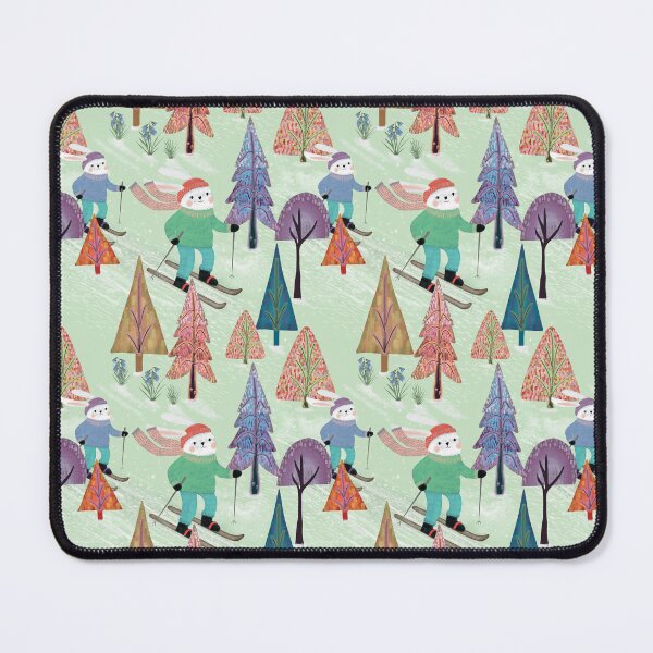 Item preview, Two bunnies skiing down a snowy soft green hill designed and sold by phatlizzardart.