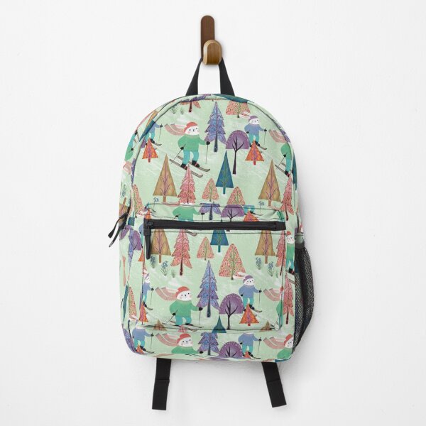 Item preview, Two bunnies skiing down a snowy soft green hill designed and sold by phatlizzardart.