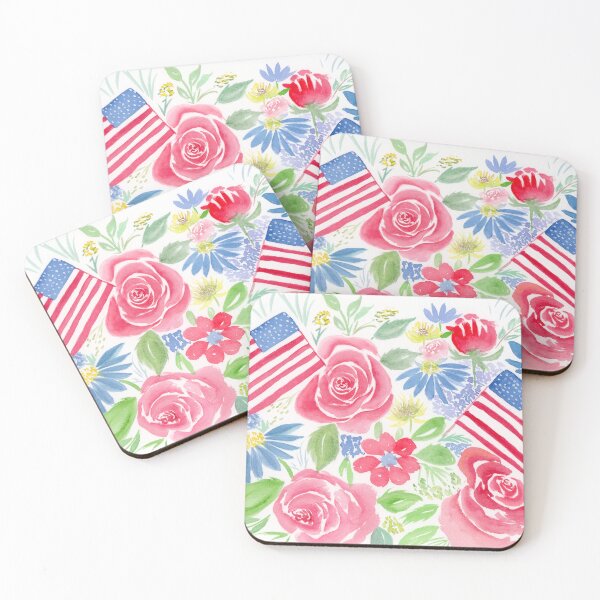 Item preview, Watercolor Roses & American Flags designed and sold by daphsam.