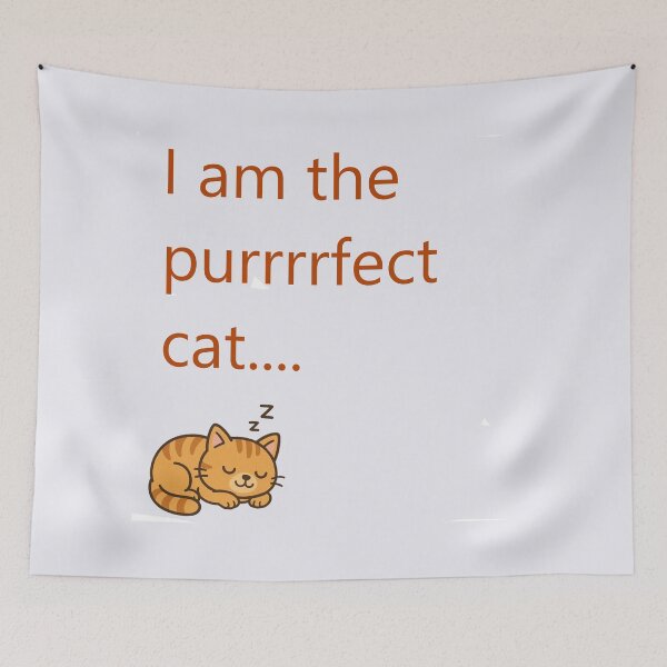 Aperçu de l'œuvre Adorable chat endormi avec le texte « purrrfect », design adorable et douillet créée et vendue par hardingcarl2.