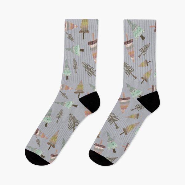 Item preview, Christmas funky trees on grey designed and sold by phatlizzardart.
