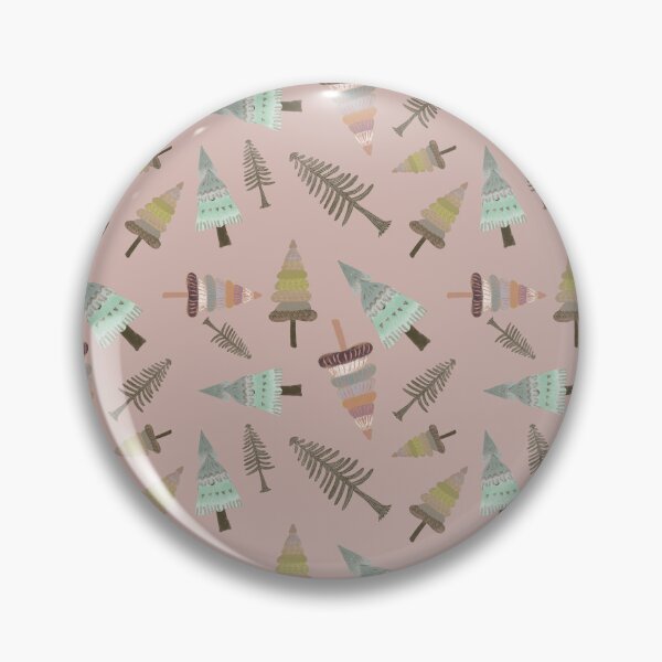 Item preview, Christmas funky trees on soft dusky pink designed and sold by phatlizzardart.