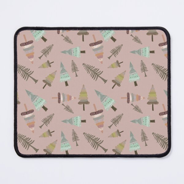 Item preview, Christmas funky trees on soft dusky pink designed and sold by phatlizzardart.