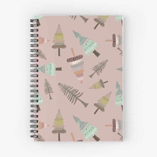 Item preview, Christmas funky trees on soft dusky pink designed and sold by phatlizzardart.