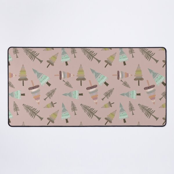 Item preview, Christmas funky trees on soft dusky pink designed and sold by phatlizzardart.