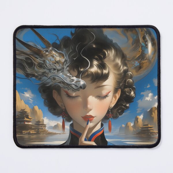 Item preview, Surreal Chinese Girl and Dragon designed and sold by yinyuecreation.