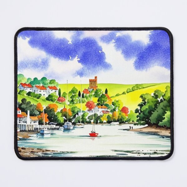 Item preview, Noss Mayo from Bridge End(watercolour + AI） designed and sold by artsmeow.