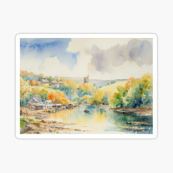 Item preview, Noss Mayo from Bridge End2(watercolour + AI） designed and sold by artsmeow.