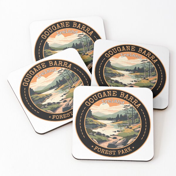 Item preview, Gougane Barra Forest Park in Ireland Retro Travel Art Badge designed and sold by MaateoDesign.