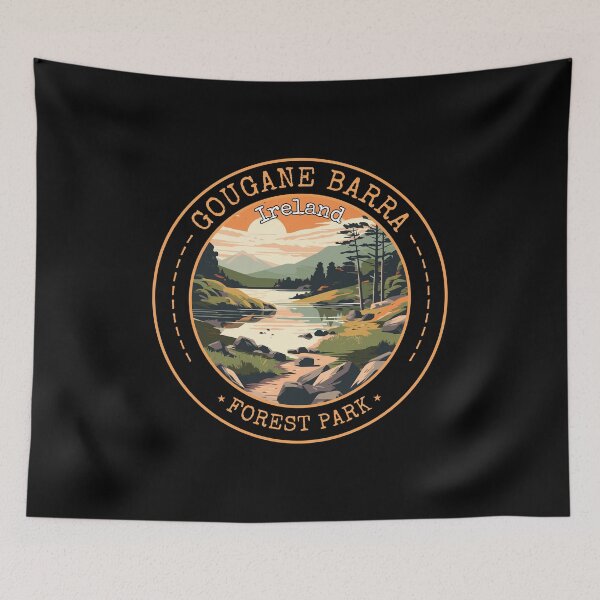 Item preview, Gougane Barra Forest Park in Ireland Retro Travel Art Badge designed and sold by MaateoDesign.