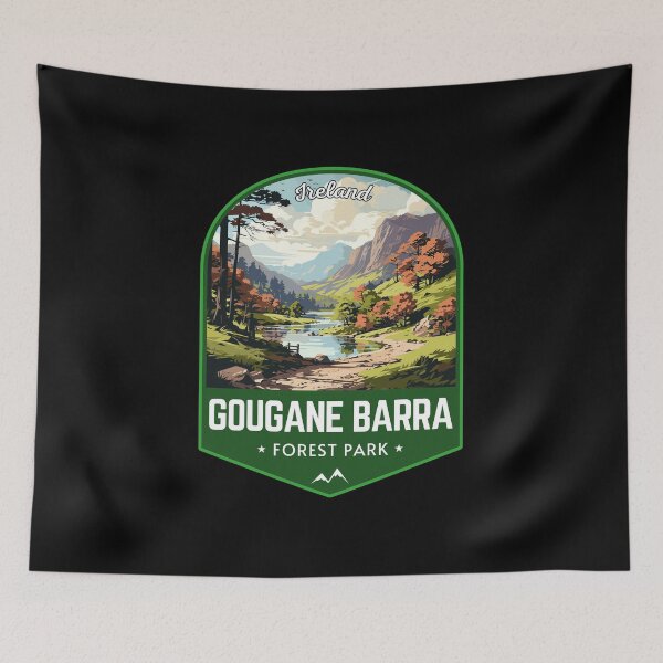 Item preview, Gougane Barra Forest Park in Ireland Retro Travel Art Emblem designed and sold by MaateoDesign.