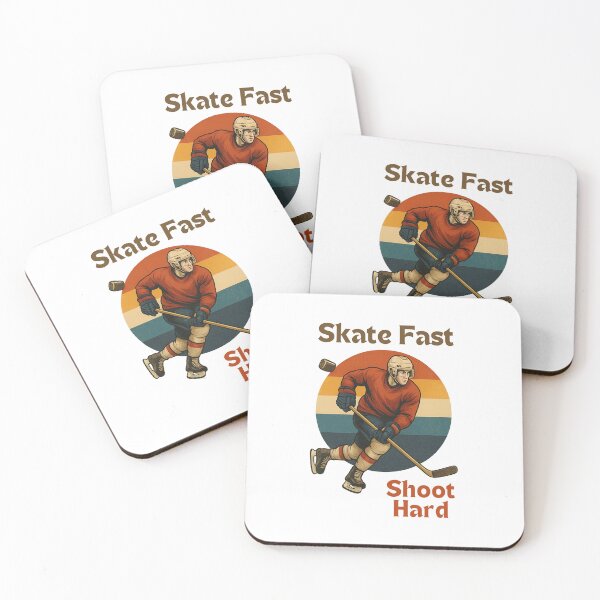 Item preview, Skate Fast, Shoot Hard – Retro Hockey Player Art designed and sold by JenniferCreaArte .