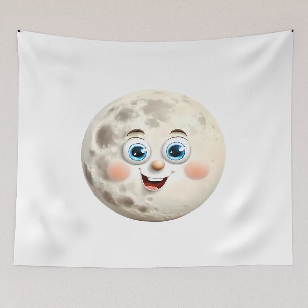 Item preview, Smiling Full Moon Cartoon Face Illustration designed and sold by ART ATTACK ZONE.