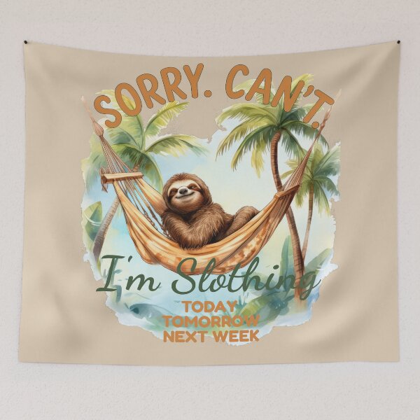 Item preview, Sorry. Can’t. I’m Slothing – Chill Sloth in Hammock Retro Vibes designed and sold by RedDogStudio.