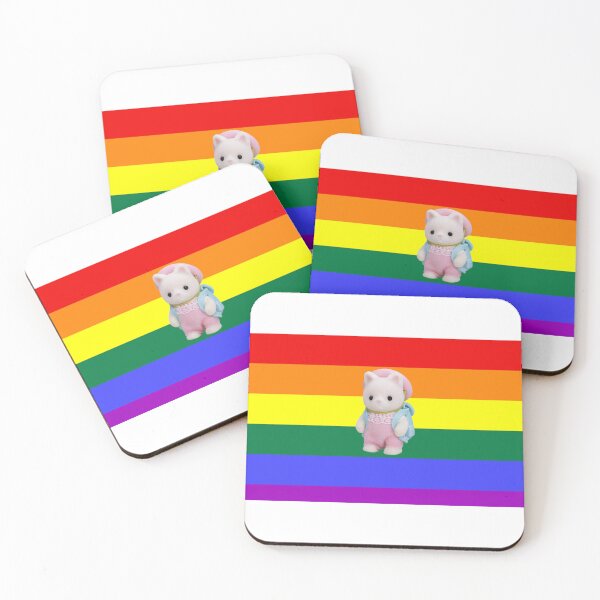Item preview, Rainbow Pride Flag Calico Critter Bumper Sticker LGBT designed and sold by InMyDragonEra.