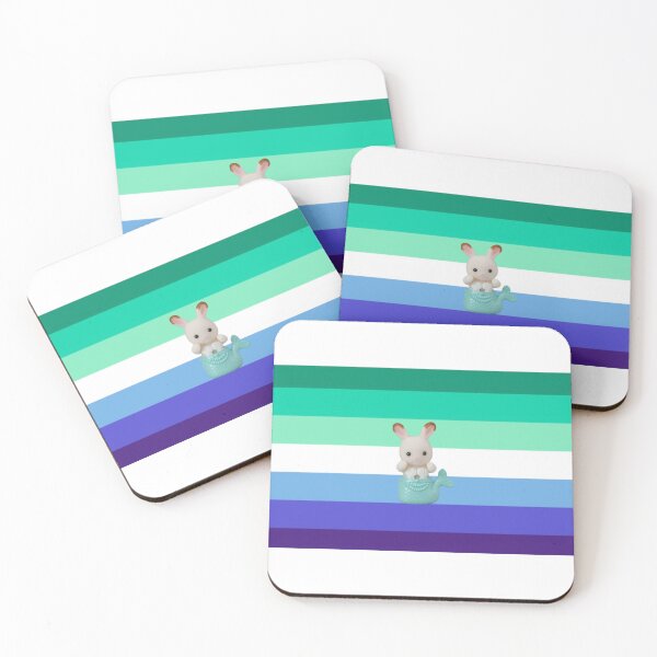 Item preview, MLM Gay Mermaid Calico Critters Pride Flag Bumper Sticker designed and sold by InMyDragonEra.