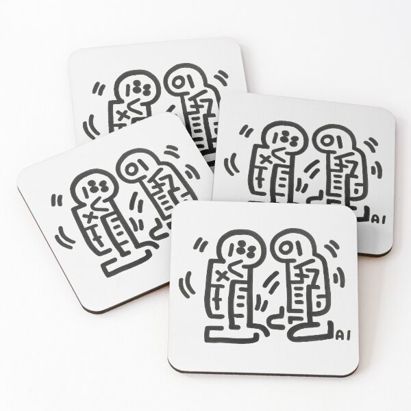 Item preview, AI Bot Fight – Abstract Corporate AI Battle in Retro Line Art Style designed and sold by Victor Shadehorn.