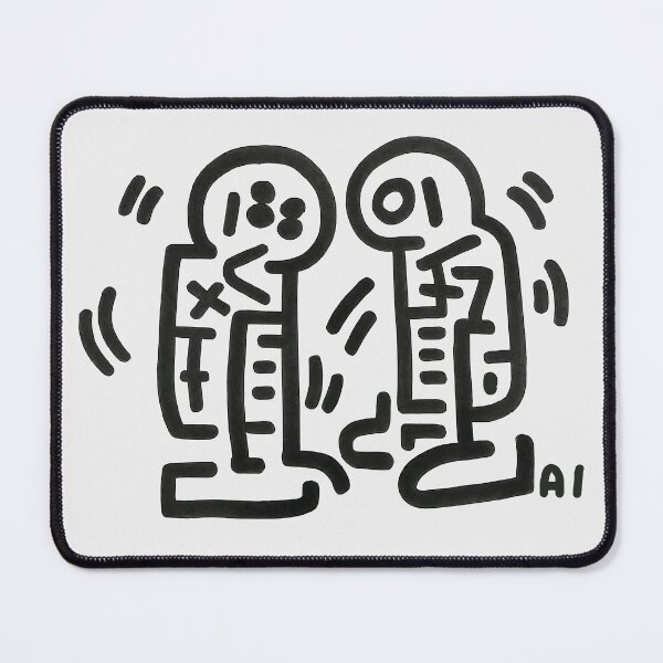 Item preview, AI Bot Fight – Abstract Corporate AI Battle in Retro Line Art Style designed and sold by Victor Shadehorn.