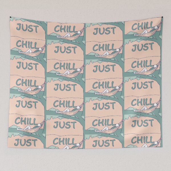 Item preview, "Just Chill" Hammock Relaxation Illustration designed and sold by ART ATTACK ZONE.